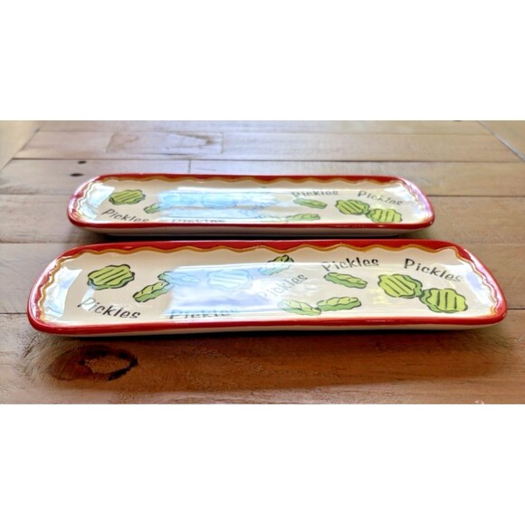 Bella Casa by Ganz Set of 2 Pickles Plates Used - Picture 3 of 12